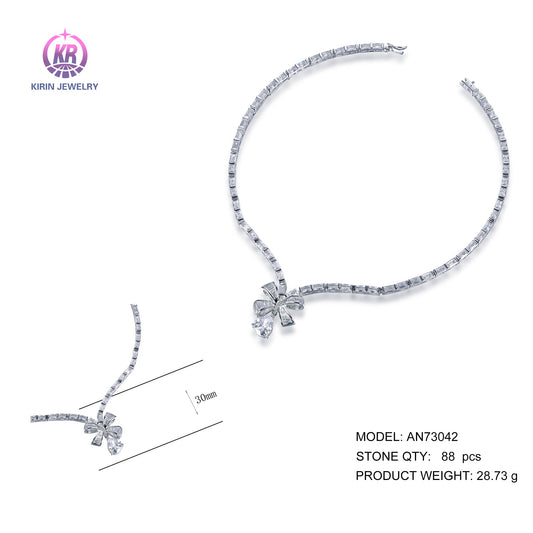 925 silver necklace with rhodium plating CZ AN73042 Kirin Jewelry