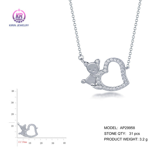 925 silver necklace with rhodium plating CZ AP29958 Kirin Jewelry