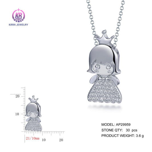 925 silver necklace with rhodium plating CZ AP29959 Kirin Jewelry