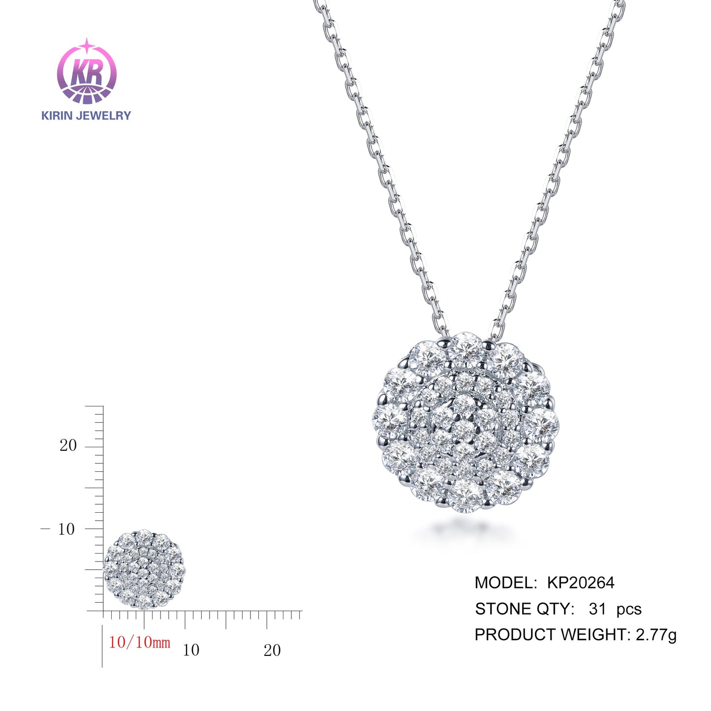 925 silver necklace with rhodium plating CZ KP20264 Kirin Jewelry