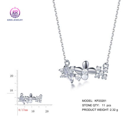 925 silver necklace with rhodium plating CZ KP20281 Kirin Jewelry