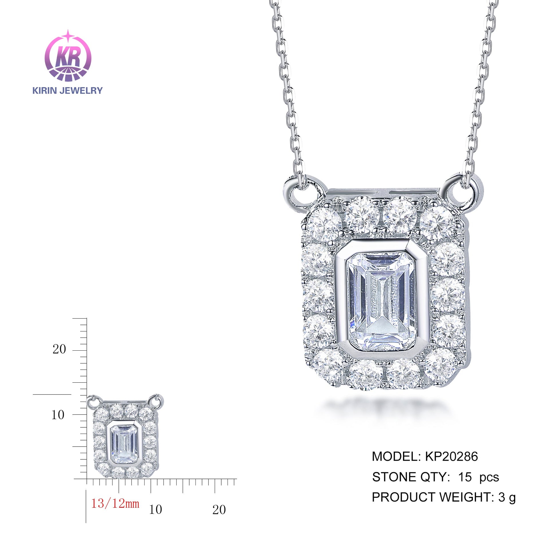 925 silver necklace with rhodium plating CZ KP20286 Kirin Jewelry
