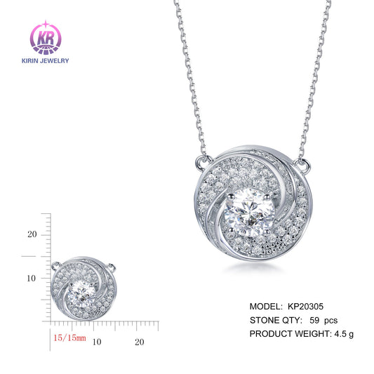 925 silver necklace with rhodium plating CZ KP20305 Kirin Jewelry