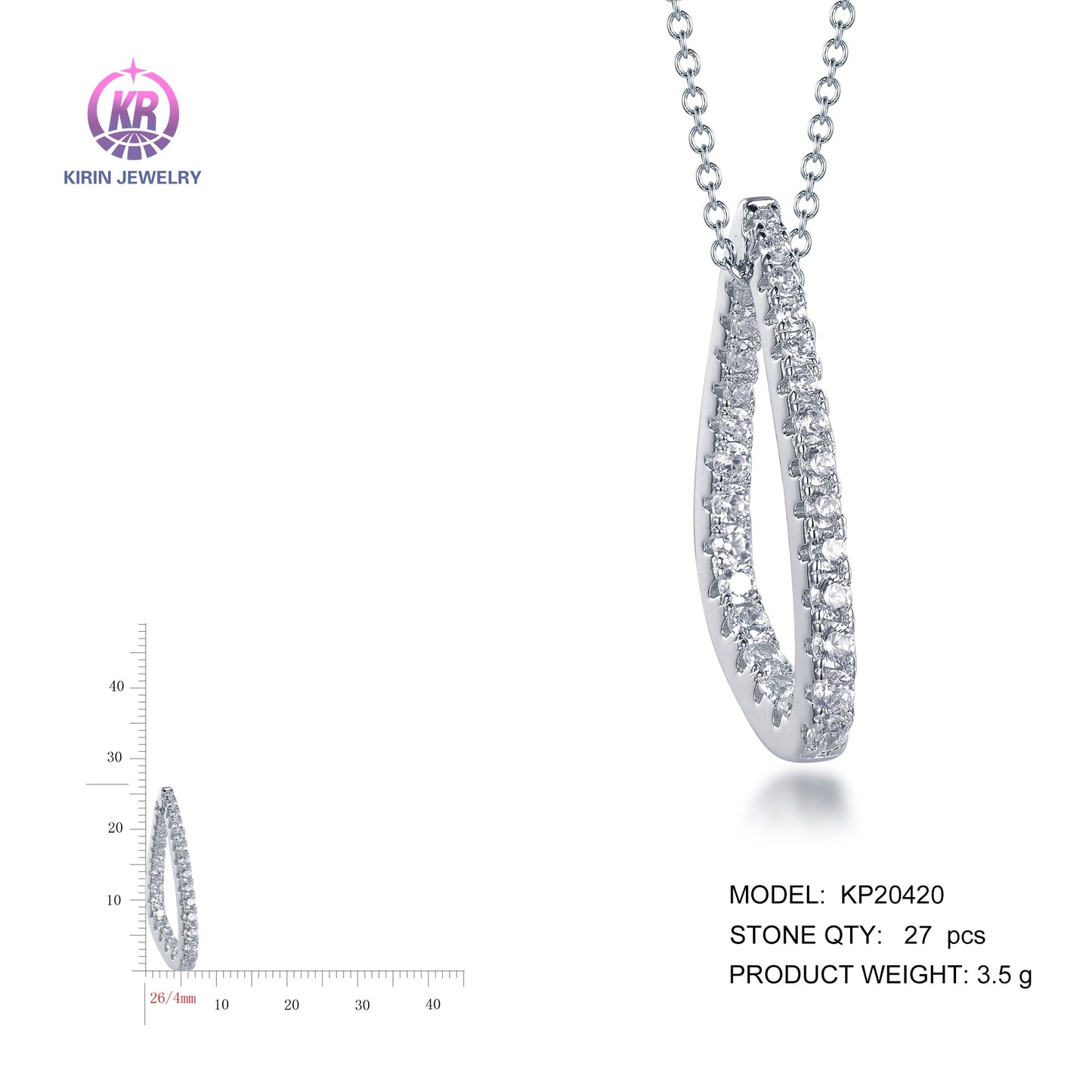 925 silver necklace with rhodium plating CZ KP20420 Kirin Jewelry