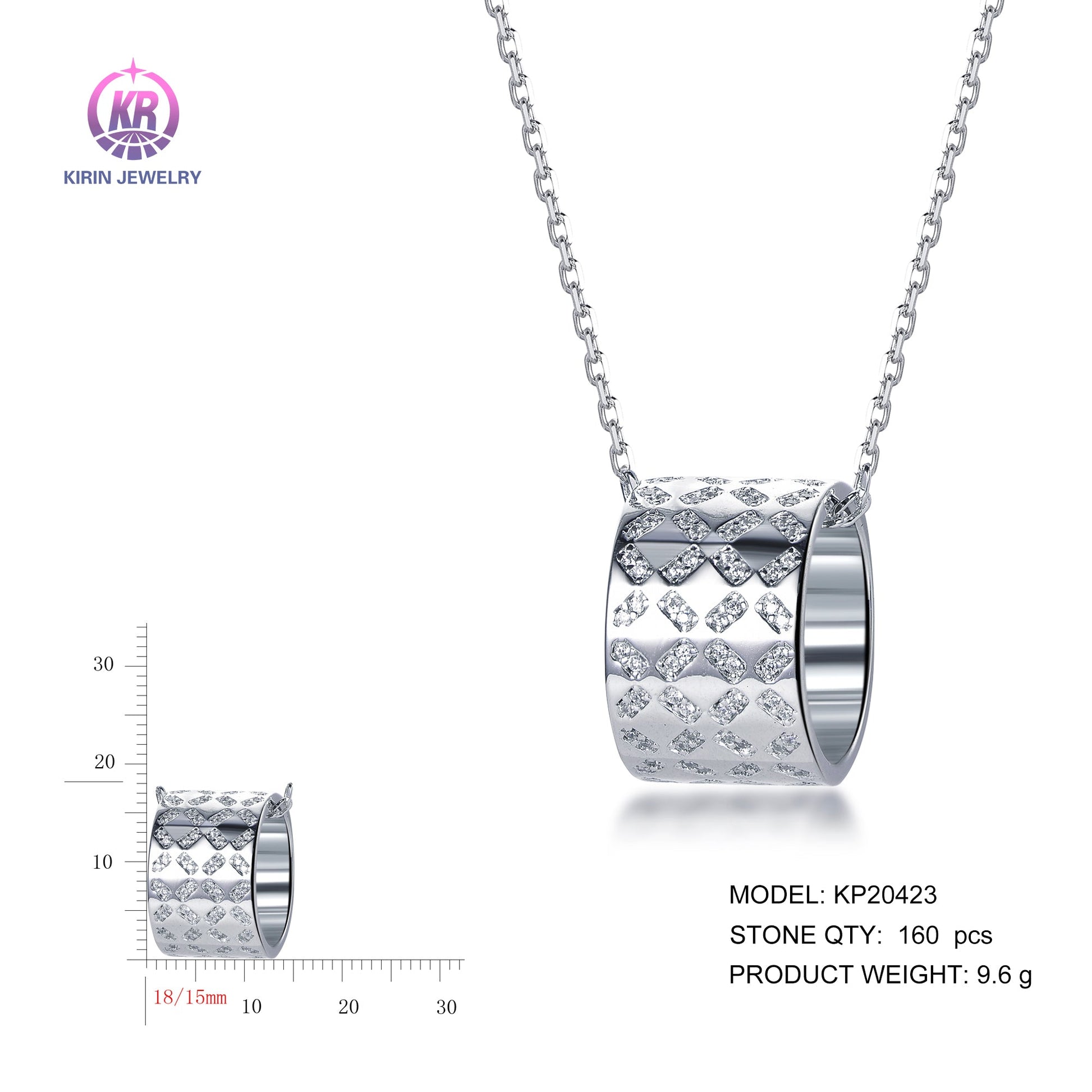 925 silver necklace with rhodium plating CZ KP20423 Kirin Jewelry