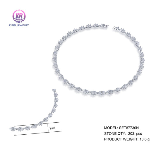 925 silver necklace with rhodium plating CZ SET87730N Kirin Jewelry