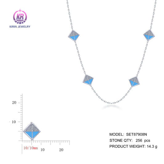 925 silver necklace with rhodium plating CZ SET87908N Kirin Jewelry