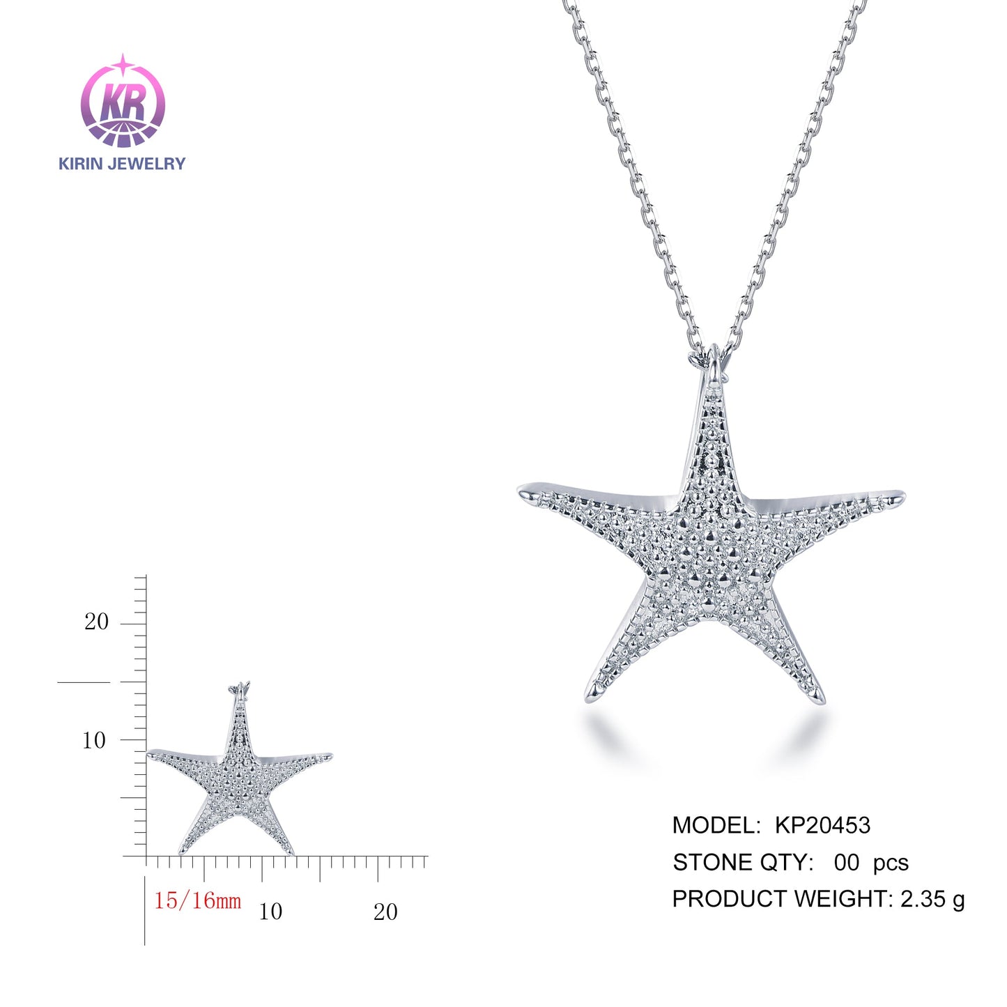 925 silver necklace with rhodium plating KP20453 Kirin Jewelry