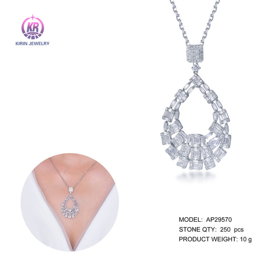 925 silver necklace with rhodium plating baguette CZ 29570 Kirin Jewelry