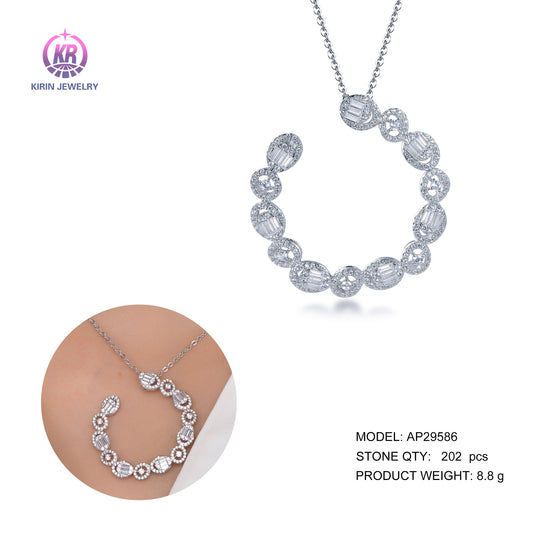 925 silver necklace with rhodium plating baguette CZ 29586 Kirin Jewelry