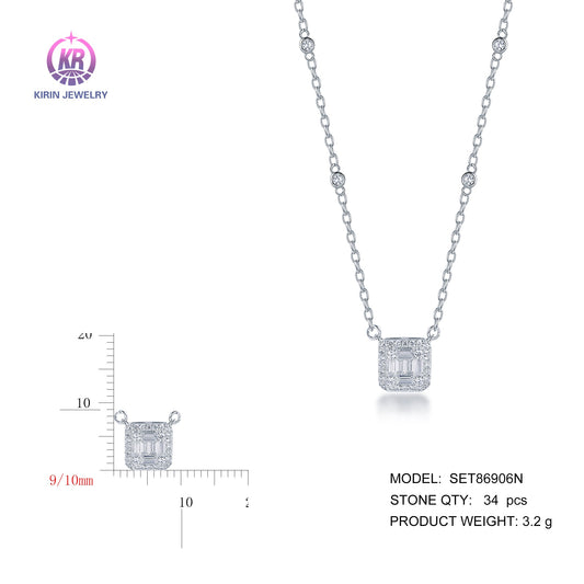 925 silver necklace with rhodium plating baguette CZ 86906 Kirin Jewelry