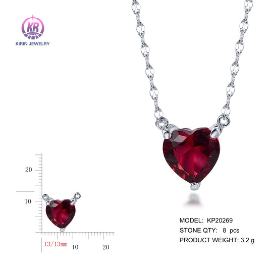 925 silver necklace with rhodium plating ruby CZ KP20269 Kirin Jewelry