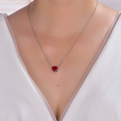 925 silver necklace with rhodium plating ruby CZ KP20269 Kirin Jewelry