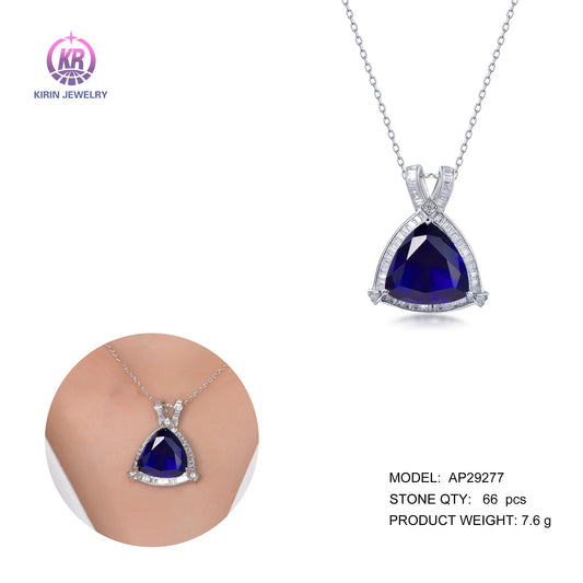 925 silver necklace with rhodium plating sapphire CZ 29277 Kirin Jewelry