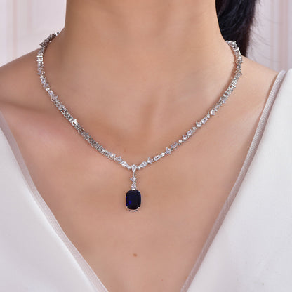 925 silver necklace with rhodium plating sapphire CZ AN72439 Kirin Jewelry