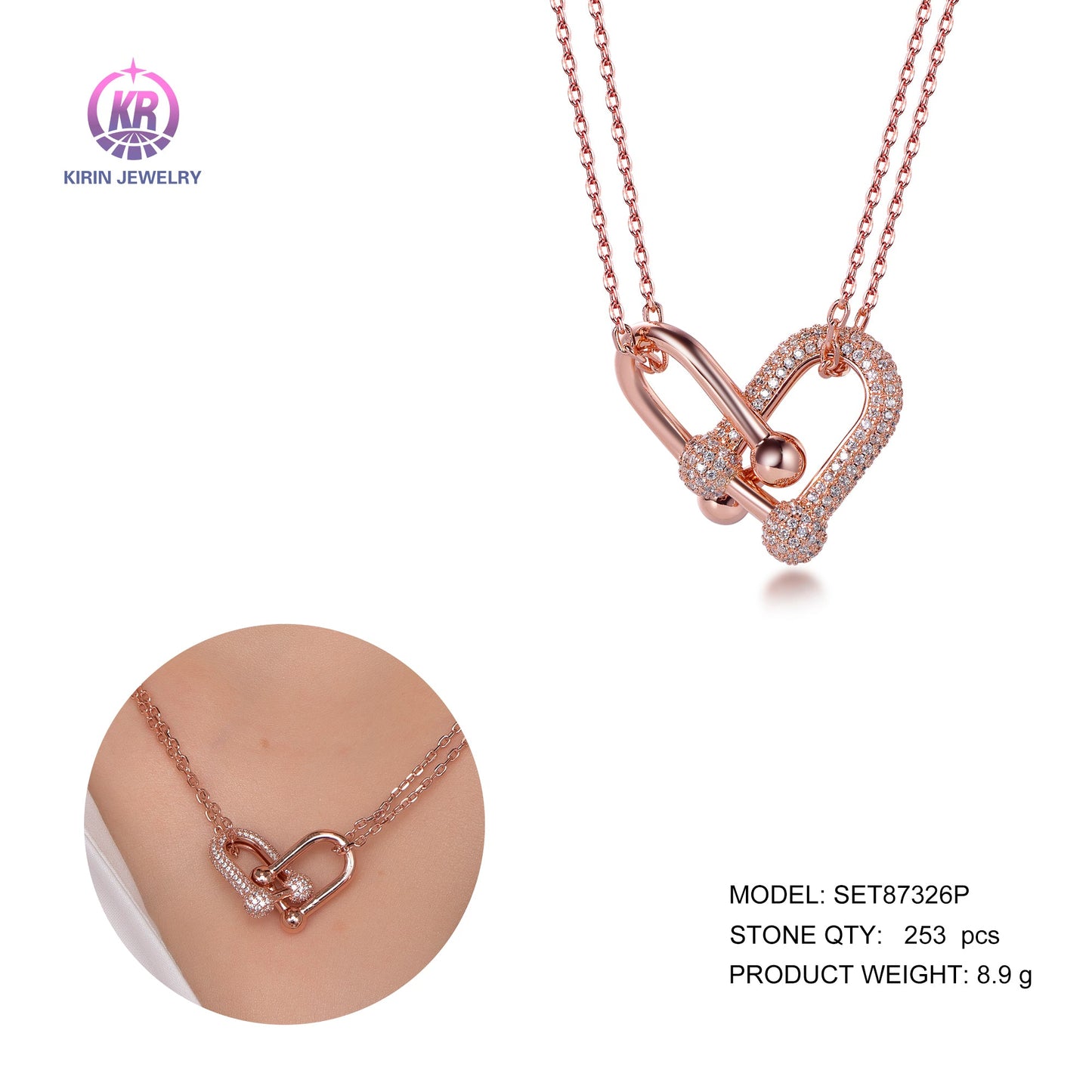 925 silver necklace with rose gold plating 87326 Kirin Jewelry