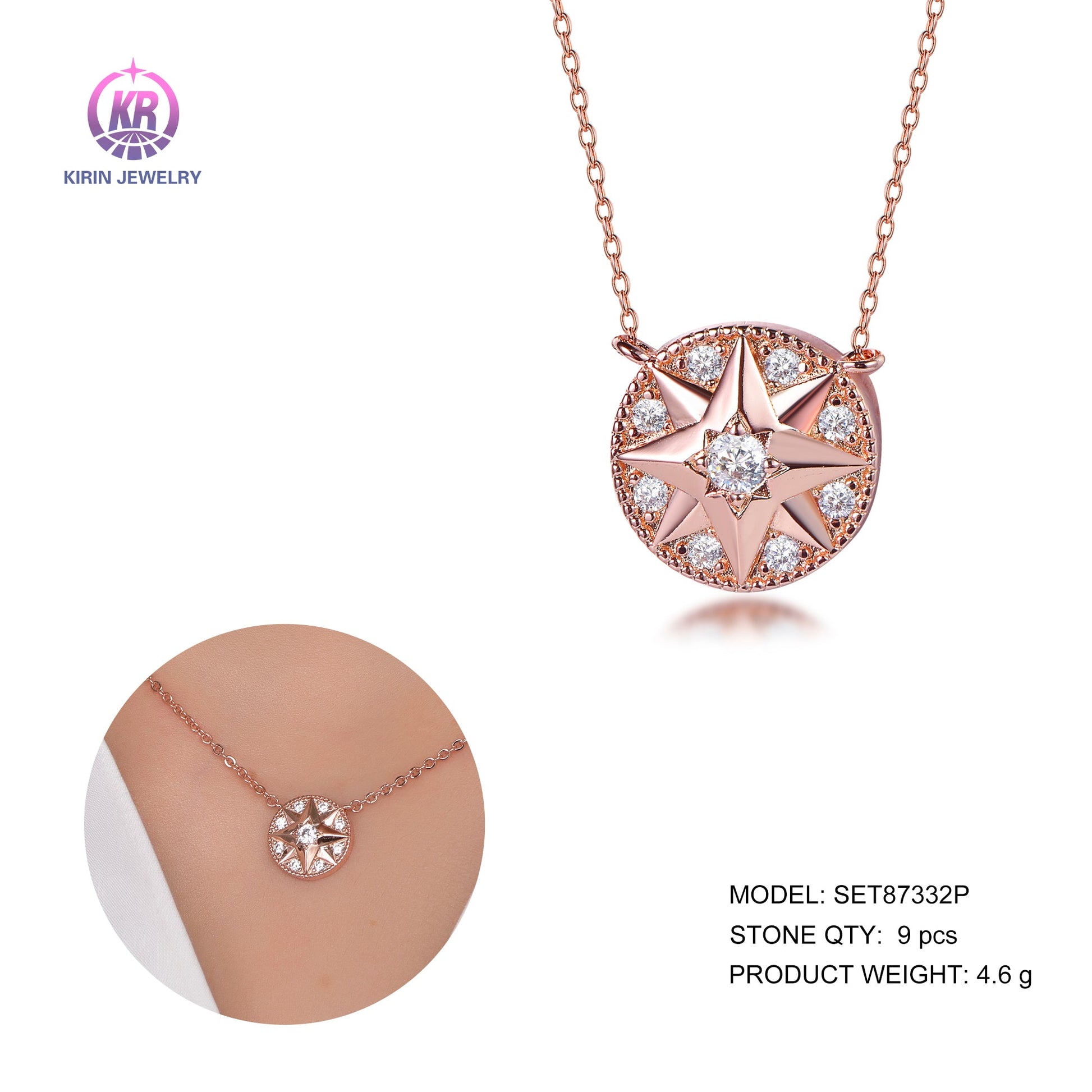 925 silver necklace with rose gold plating 87332 Kirin Jewelry