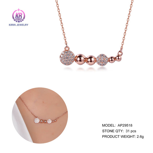 925 silver necklace with rose gold plating CZ 29518 Kirin Jewelry