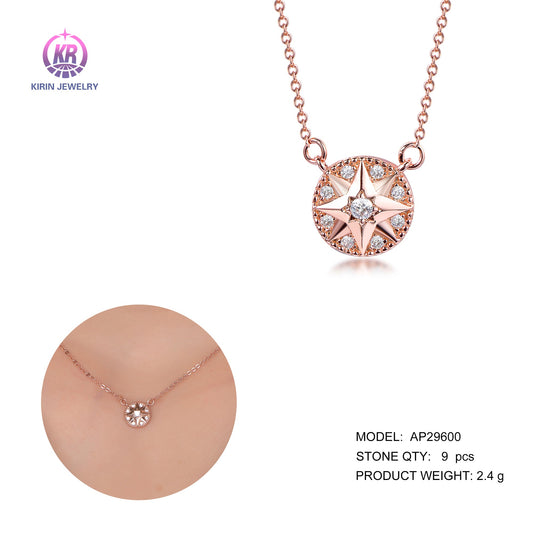 925 silver necklace with rose gold plating CZ 29600 Kirin Jewelry