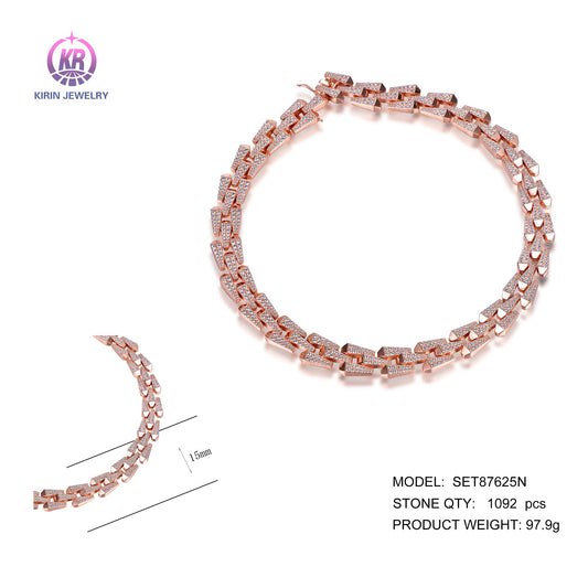 925 silver necklace with rose gold plating CZ SET87625N Kirin Jewelry