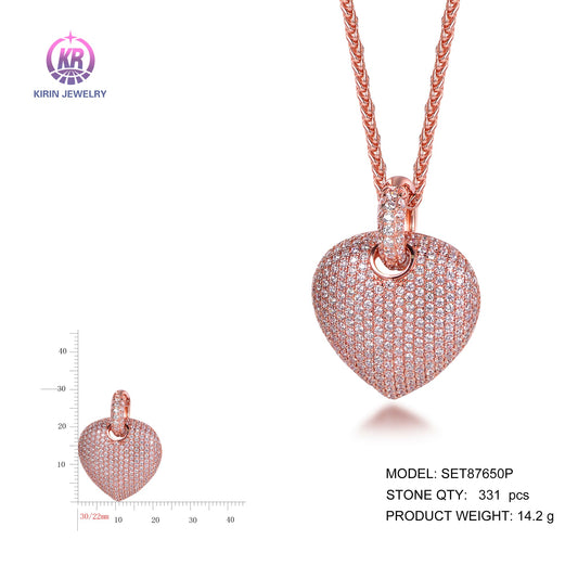 925 silver necklace with rose gold plating CZ SET87650P Kirin Jewelry