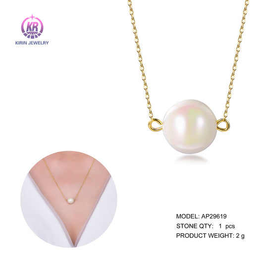 925 silver pearl necklace with 14K gold plating 29619 Kirin Jewelry