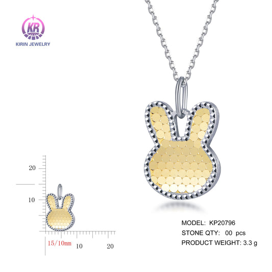 925 silver pendant with 2-tone plating rhodium and 14K gold KP20796 Kirin Jewelry