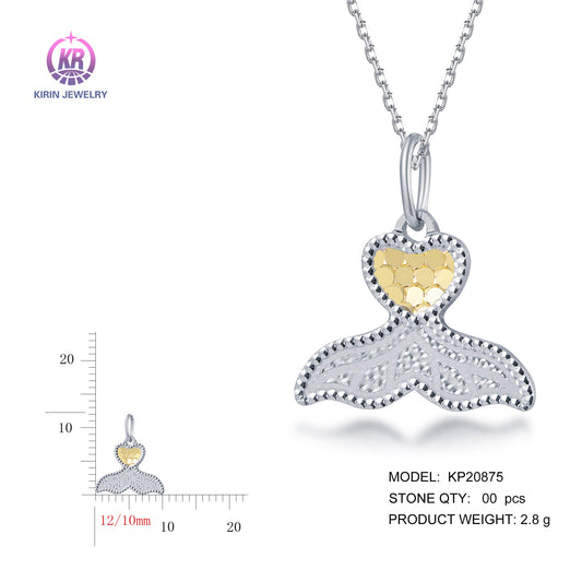 925 silver pendant with 2-tone plating rhodium and 14K gold KP20875 Kirin Jewelry