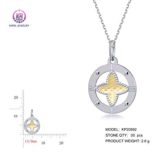 925 silver pendant with 2-tone plating rhodium and 14K gold KP20892 Kirin Jewelry