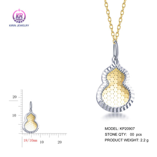 925 silver pendant with 2-tone plating rhodium and 14K gold KP20907 Kirin Jewelry