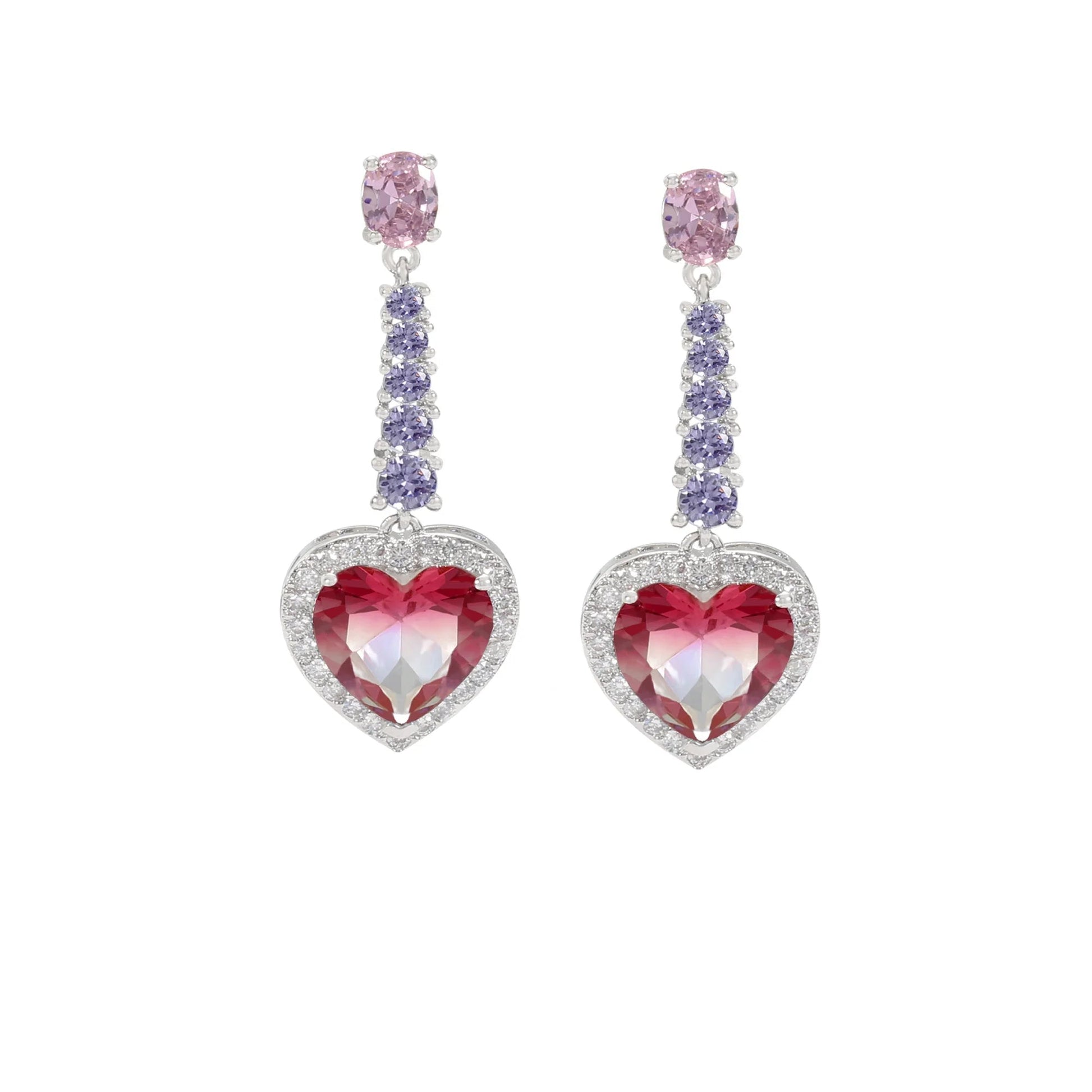 925 silver trendy women jewelry heart shaped cubic zircon earrings Drop earrings for lady dangle earrings Kirin Jewelry