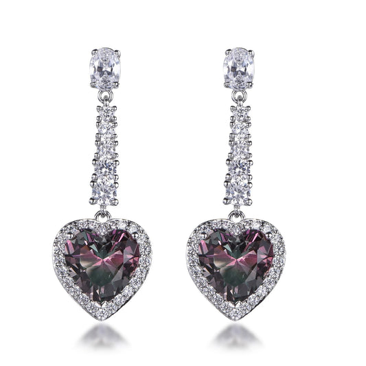 925 silver trendy women jewelry heart shaped cubic zircon earrings Drop earrings for lady dangle earrings Kirin Jewelry