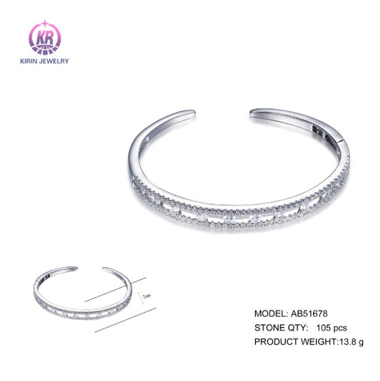 925 sterling silver bangle with rhodium plating CZ AB51678 Kirin Jewelry