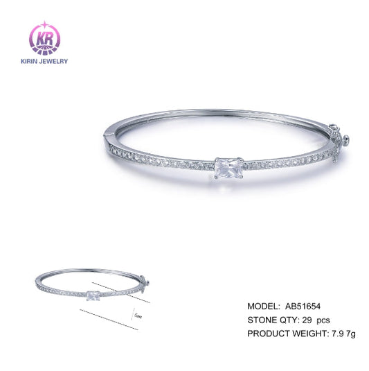 925 sterling silver bangles with rhodium plating CZ 51654 Kirin Jewelry