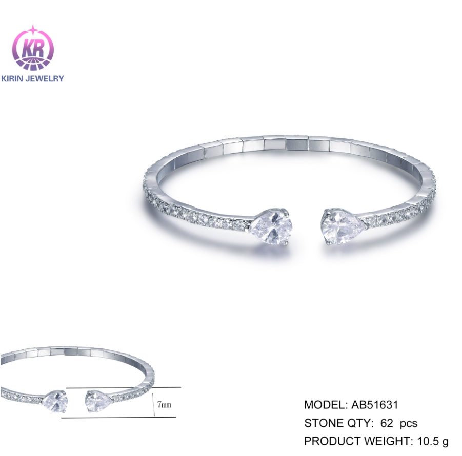 925 sterling silver bangles with rhodium plating CZ AB51631 Kirin Jewelry