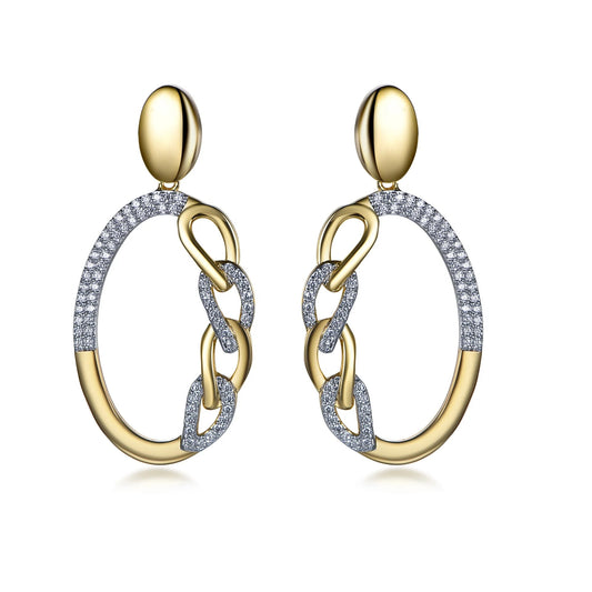 925 sterling silver hoop earrings chain cubic zircon hoop earrings Kirin Jewelry