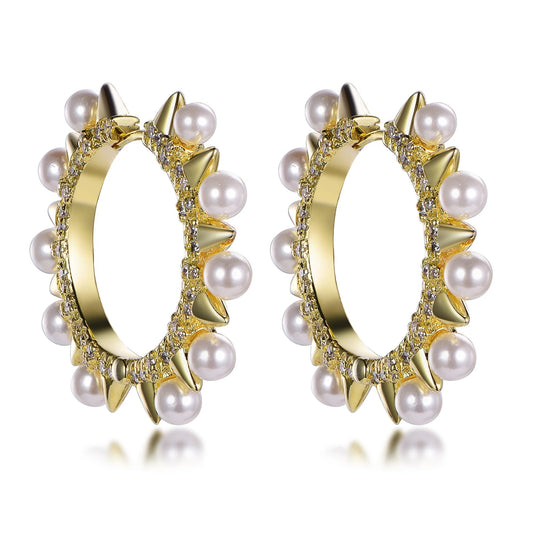 925 sterling silver hoop earrings with pearl 18k yellow gold hoop earrings for Women 2022 freshwater pearl hoop earrings jewelry Kirin Jewelry