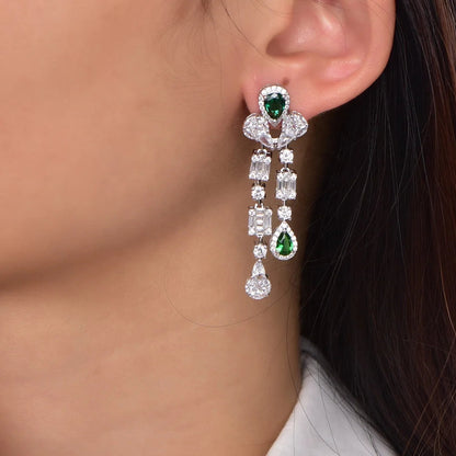 AAA CZ rhinestone long tassel ear cuff earring Long Dangle Earrings for Women Teen Girls Bridal Earrings Kirin Jewelry