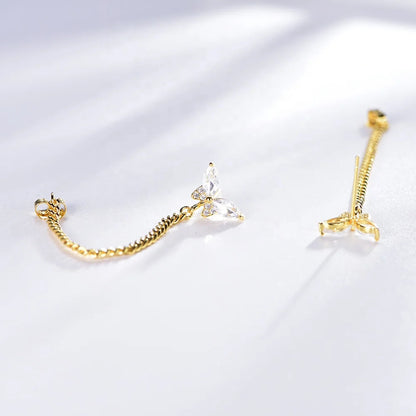 AAA CZ zircon cuban chain and earing sets butterfly tassel earrings 18k gold chain link tassel earrings Kirin Jewelry