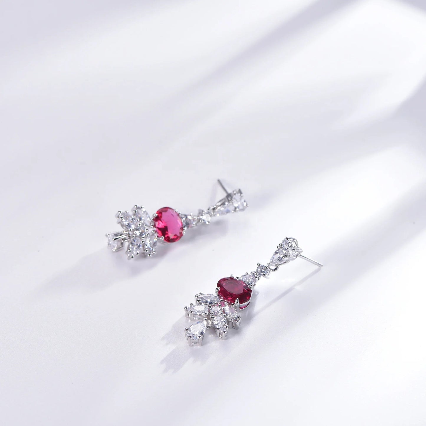 AAA CZ zircon sterling silver earring 925 natural ruby earrings red corundum diamond drop earrings Kirin Jewelry