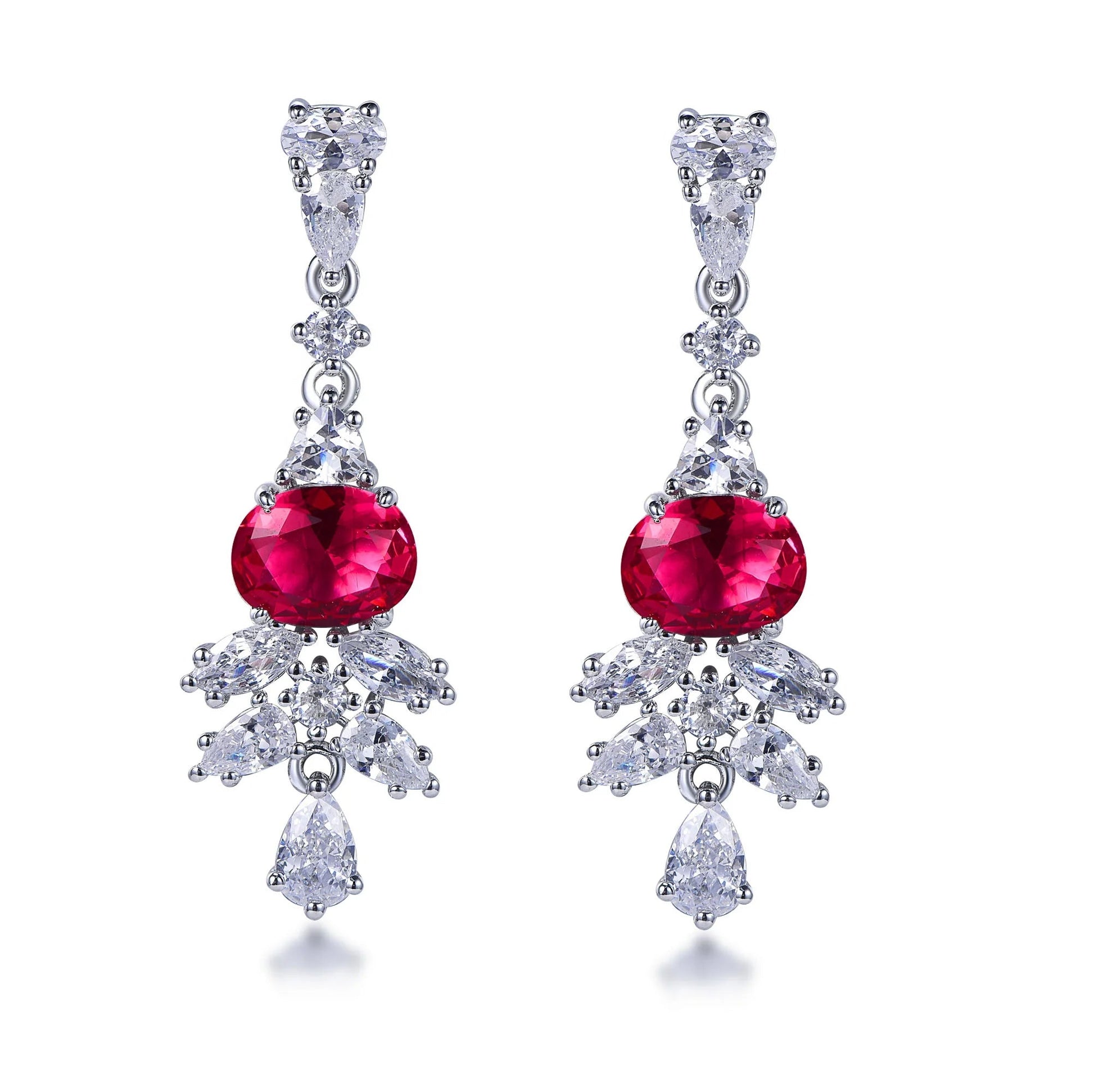 AAA CZ zircon sterling silver earring 925 natural ruby earrings red corundum diamond drop earrings Kirin Jewelry