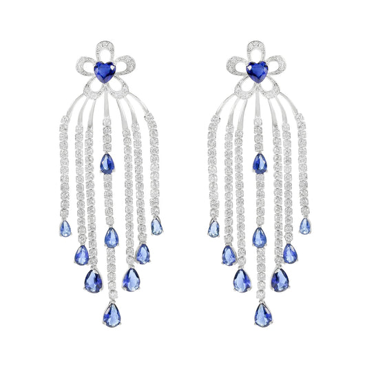 AAA zircon earrings for bridal hand made 925 sterling silver earring for Women 2021 Long tassel earring Kirin Jewelry