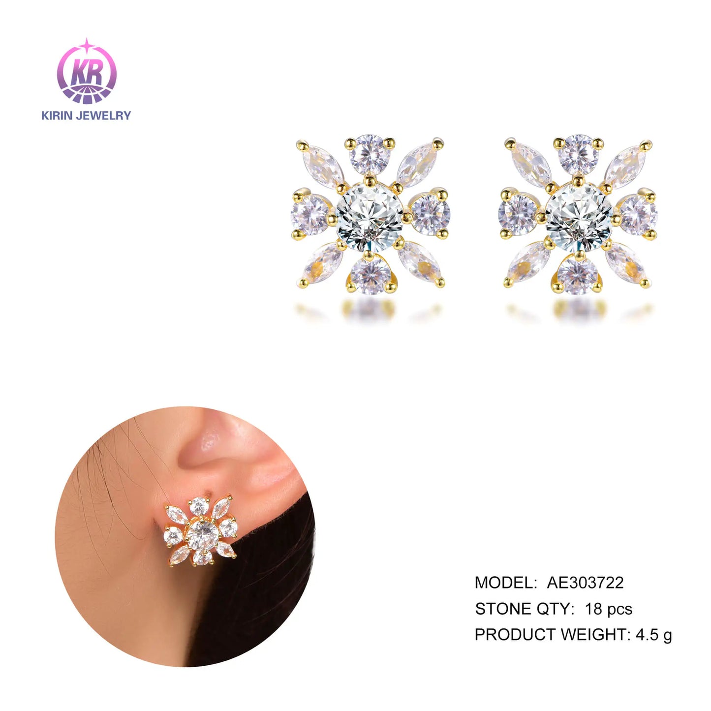 Romantic snowflake zircon earrings delicate crystal design earrings 925 silver custom jewelry