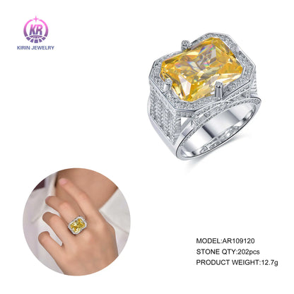 Classic Jewelry Women Gemstone Fashion 925 Sterling Silver Natural Garnet Citrine Rings CZ Diamond Ring