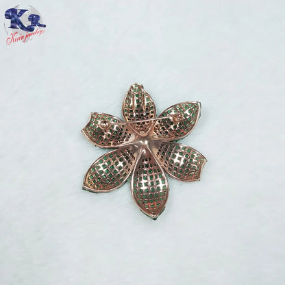 Ali baba Website Wholesale Jewelry Silver Solid Flower Shape Brooch Pins Kirin Jewelry