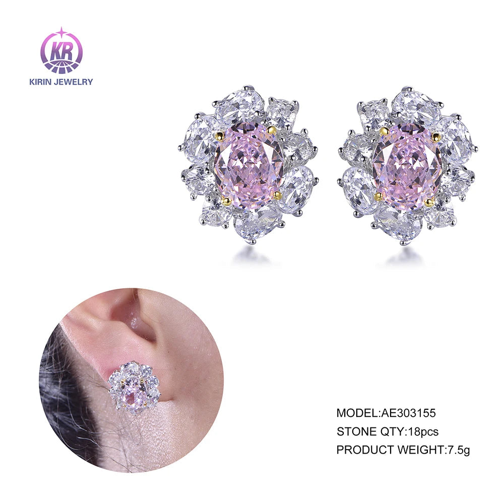 Amazon Hot Selling 925 Sterling Silver Amethyst Earrings Stud Stone Earrings Fashion Designer Earrings Popular Brands Kirin Jewelry