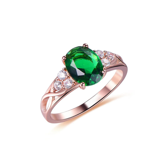 Anillo Fashion Design Rose Gold Diamond Engagement Wedding Rings Women Engagement Moissanite Emerald Ring Kirin Jewelry