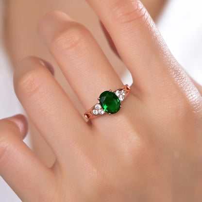 Anillo Fashion Design Rose Gold Diamond Engagement Wedding Rings Women Engagement Moissanite Emerald Ring Kirin Jewelry