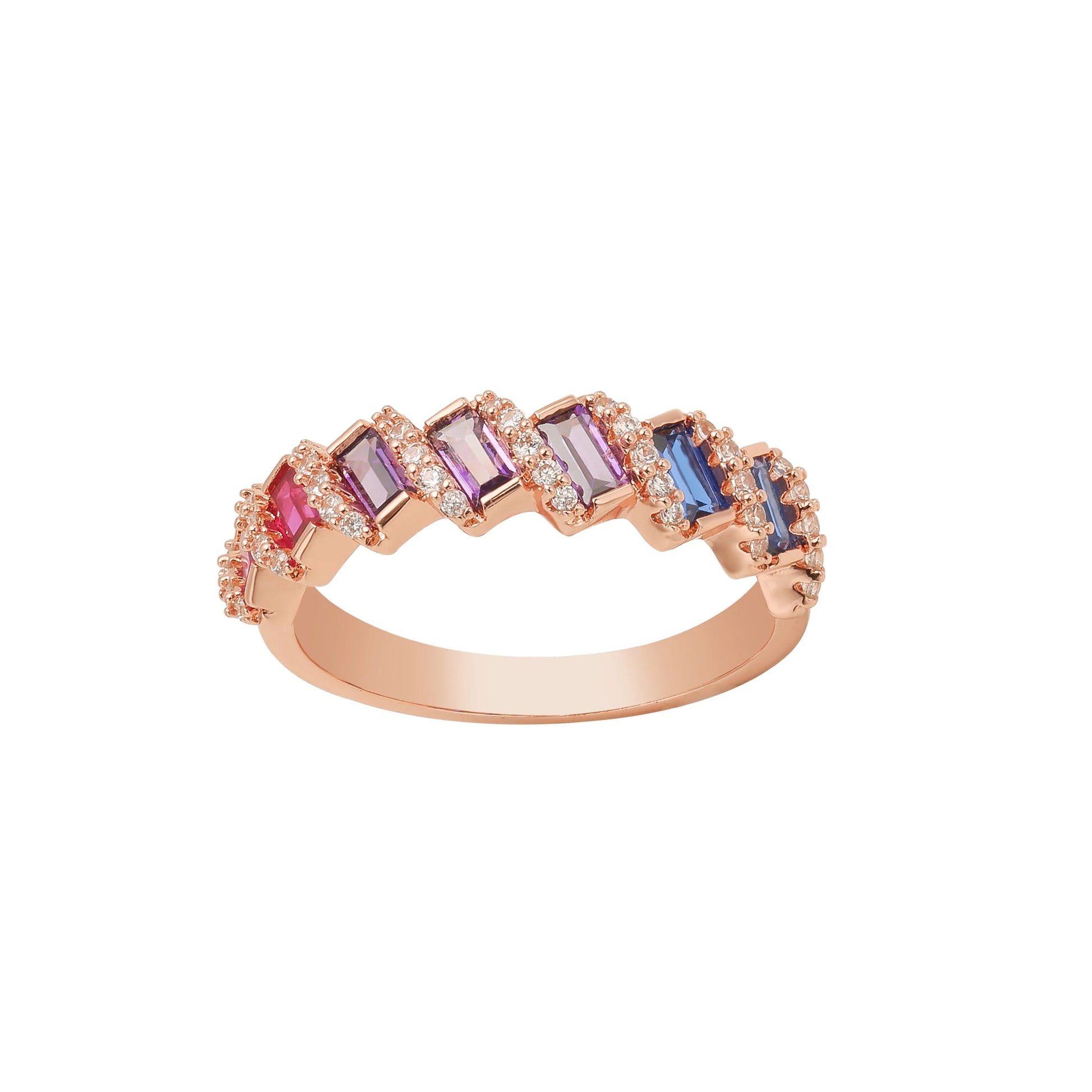 Anillo Square Baguette Round Cut AAA CZ Multi Gemstone Diamond Rings 925 silver Rainbow Ring for Women Kirin Jewelry