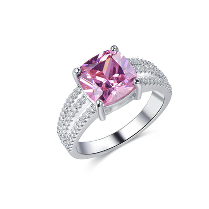 Anillos de boda Diamonds S925 Sterling Silver Diamond Ring Silver Engagement Rings Pink Zircon Ring Kirin Jewelry